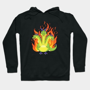 Three headed dragon with fire Hoodie